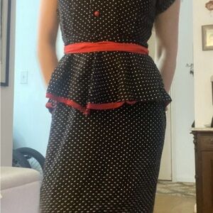 50´s Vintage Black and Red Polka Dot Dress